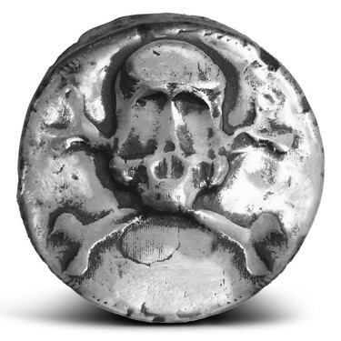 MK Barz 1 Troy Ounce .999 Fine Silver Hand Poured Round-Skulls - Foto 11